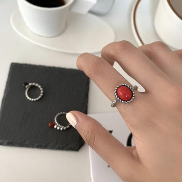 THAI SILVER Twisted Rings - 3 Natural Stones
